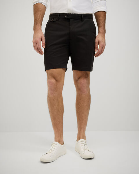 Slim Stretch Cotton Stretch Chino Short, Black, hi-res